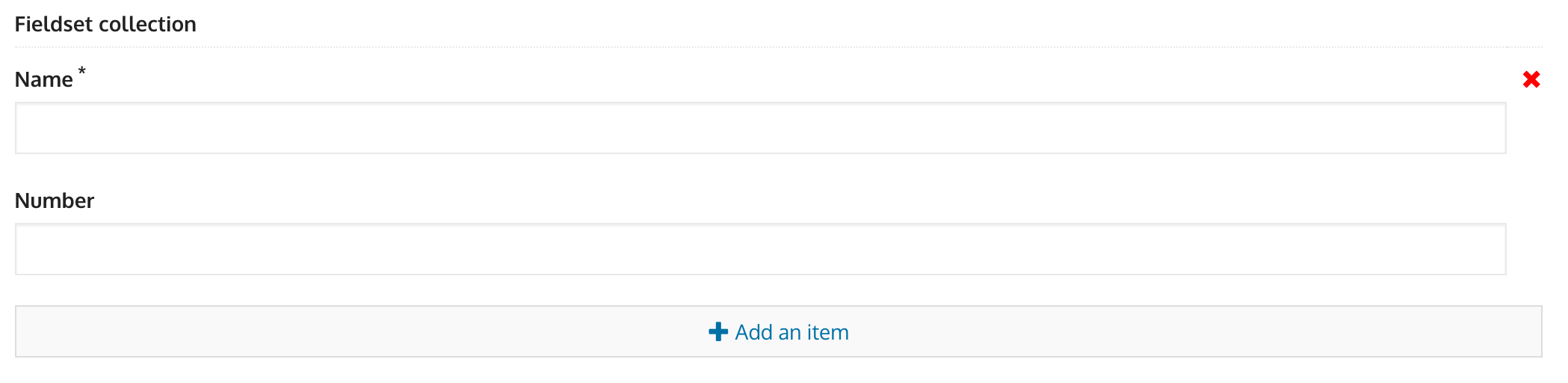 Example fieldset collection with a single item added.